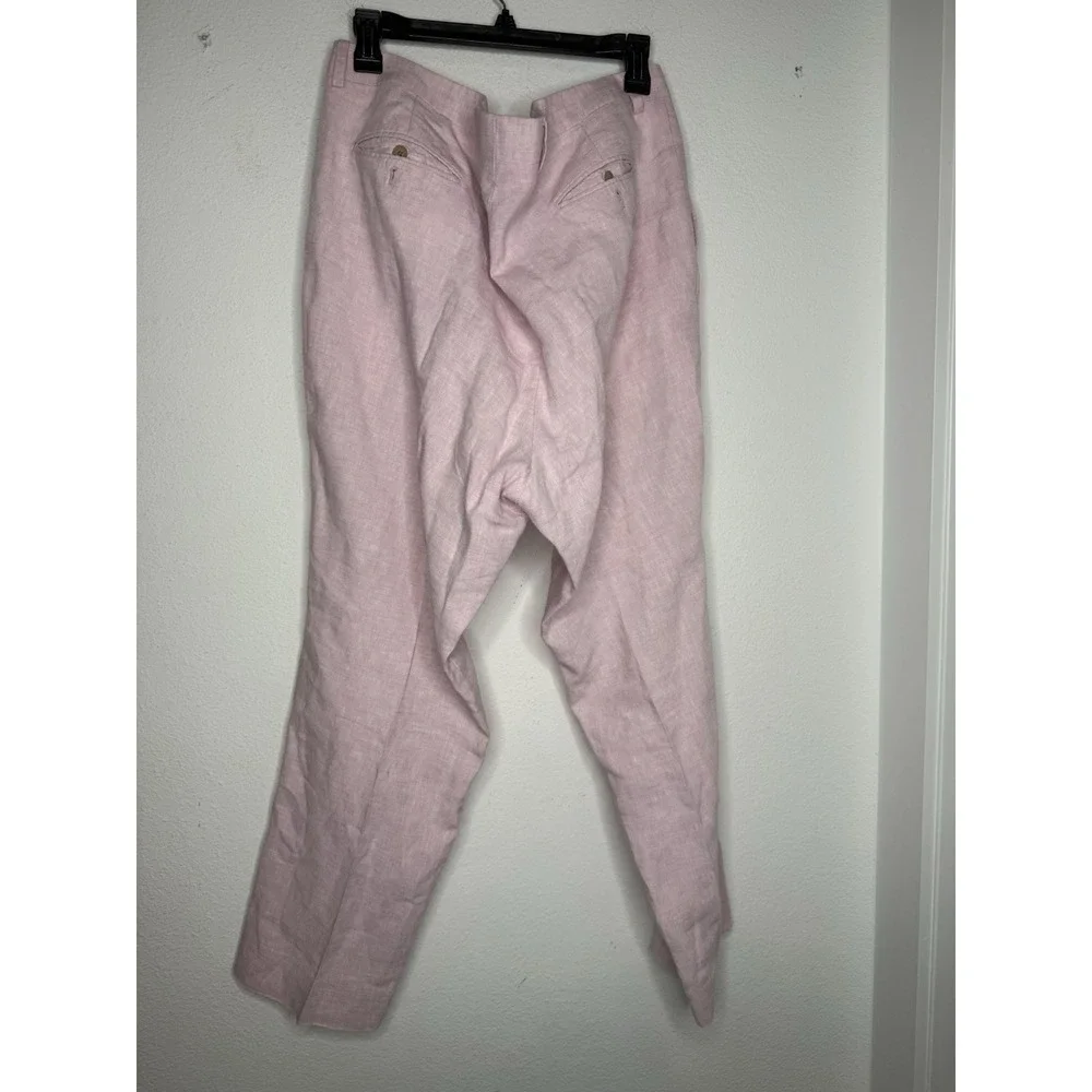 JOSEPH ABBOUD 100% Linen Pink Flat Front Dress Pants Sz 42 X 30 Clean Golf